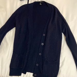 Long Navy Blue Cardigan
